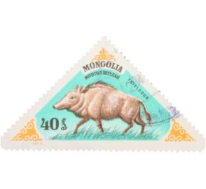 Почтовая марка 40 мунгу 1977 года Монголия «Доисторические животные — Энтелодонт» — Фото №1