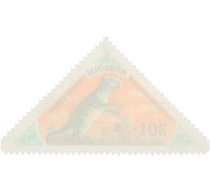 Почтовая марка 30 мунгу 1977 года Монголия «Доисторические животные — Пситтакозавр» — Фото №2