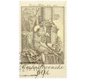 Почтовая марка 60 крон 1975 года Чехословакия «Охотничьи сцены — Охота на зайца» — Фото №1