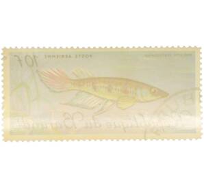 Почтовая марка 10 франков 1967 года Бурунди «Рыбы —эпиплатис шестиполосый» — Фото №2