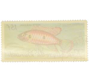 Почтовая марка 15 франков 1967 года Бурунди «Рыбы — Хемихромис-красавец» — Фото №2