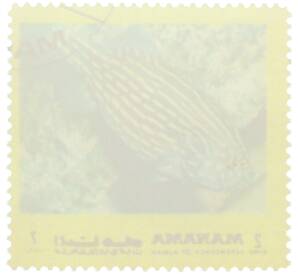 Почтовая марка 2 риала 1971-1972 года ОАЭ (Аджман) «Тропические рыбы» — Фото №2