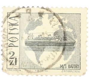 Почтовая марка 2 злотых 1966 года Польша «Туристические достопримечательности — Теплоход Batory» — Фото №1