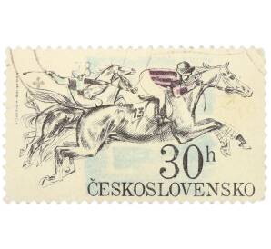Почтовая марка 30 геллеров 1978 года Чехословакия «Конный спорт — Скачки с препятствиями» — Фото №1
