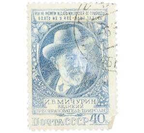 Почтовая марка 40 копеек 1949 года «Биолог-селекционер Мичурин» — Фото №1