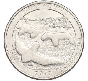 1/4 доллара (25 центов) 2017 года P США «Национальные парки — №36 Национальный парк Эффиджи Маундс (Фигурные Курганы)» — Фото №1