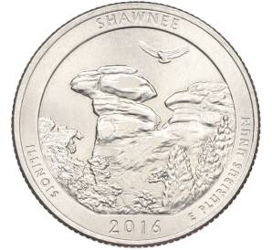 1/4 доллара (25 центов) 2016 года D США «Национальные парки — №31 Национальный лес Шоуни» — Фото №1