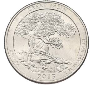 1/4 доллара (25 центов) 2013 года P США «Национальные парки — №18 Национальный парк Грейт-Бейсин» — Фото №1