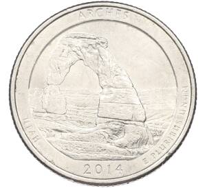 1/4 доллара (25 центов) 2014 года P США «Национальные парки — №23 Национальный парк Арки» — Фото №1