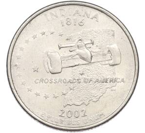 1/4 доллара (25 центов) 2002 года P США «Штаты и территории — Индиана» — Фото №1
