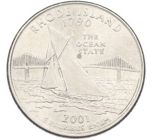 1/4 доллара (25 центов) 2001 года P США «Штаты и территории — Род-Айленд» — Фото №1