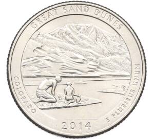 1/4 доллара (25 центов) 2014 года P США «Национальные парки — №24 Национальный парк Грейт-Санд-Дьюнс» — Фото №1