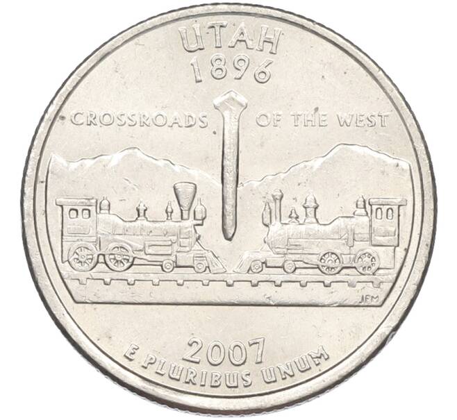 Монета 1/4 доллара (25 центов) 2007 года P США «Штаты и территории — Юта» (Артикул: T11-41750) — Фото №1