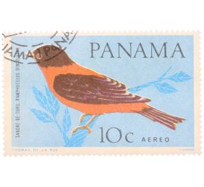 Почтовая марка 10 сентесимо 1965 года Панама «Малиновобрюхая расписная танагра» (Авиапочта) — Фото №1