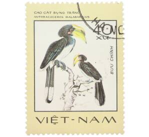 Почтовая марка 40 су 1977 года Вьетнам «Редкие птицы - Малабарский пегий калао (Anthracoceros malabaricus)» — Фото №1