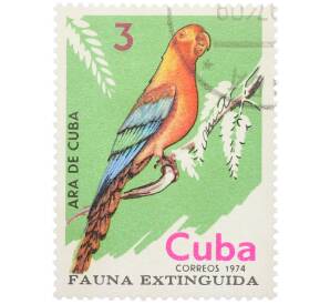 Почтовая марка 3 сентаво 1974 года Куба «Исчезнувшая фауна — Кубинский ара» — Фото №1
