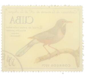 Почтовая марка 30 сентаво 1971 года Куба «100-летие со дня смерти Рамона де ла Сагра — Красноногий дрозд» — Фото №2