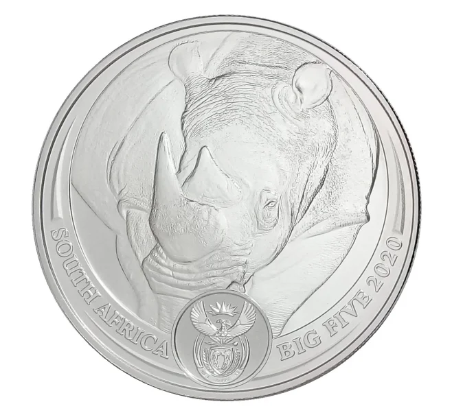 Монета 5 рэндов 2020 года ЮАР «Большая Пятерка — Носорог» (в буклете) (Артикул M2-35410)