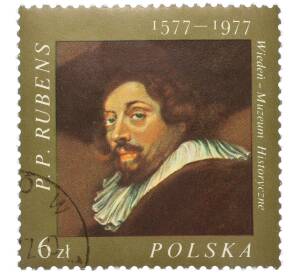 Почтовая марка 16 злотых 1977 года Польша «400-летие со дня рождения Питера Пауля Рубенса — Автопортрет» — Фото №1