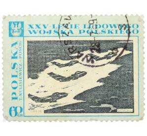 Почтовая марка 60 грошей 1968 года Польша «25-летие Народного Войска Польского — Погоня» — Фото №1