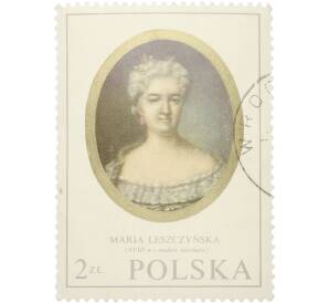 Почтовая марка 2 злотых 1970 года Польша «Миниатюры известных поляков в Национальном музее в Варшаве — Мария Лещинская» — Фото №1