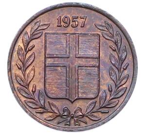 1 эйре 1957 года Исландия — Фото №2