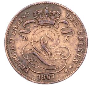 1 сантим 1907 года Бельгия — легенда на фламандском (DER BELGEN) — Фото №2