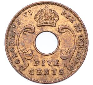 5 центов 1942 года Британская Восточная Африка — Фото №2