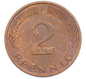 2 пфеннига 1975 года G Германия — Фото №2