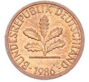 1 пфенниг 1986 года F Германия — Фото №1
