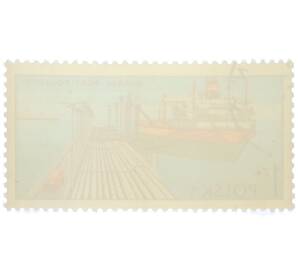 Почтовая марка 1 злотый 1976 года Польша «Польские порты — Разгрузка танкера Заврат в Порт-Пулночны» — Фото №2