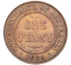 1 пенни 1936 года Австралия — Фото №1