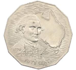 50 центов 1970 года Австралия «200 лет австралийскому путешествию капитана Кука» — Фото №1