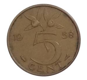 5 центов 1958 года Нидерланды — Фото №1