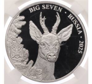 500 франков 2025 года Камерун «Большая семерка России — Косуля» в слабе ННР (PF70) — Фото №1