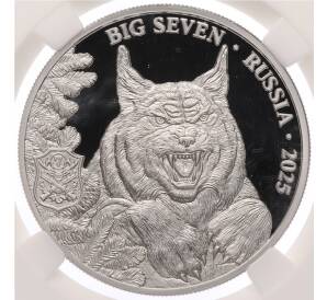 500 франков 2025 года Камерун «Большая семерка России — Рысь» в слабе ННР (PF70) — Фото №1