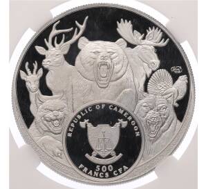 500 франков 2025 года Камерун «Большая семерка России — Лось» в слабе ННР (PF70) — Фото №2