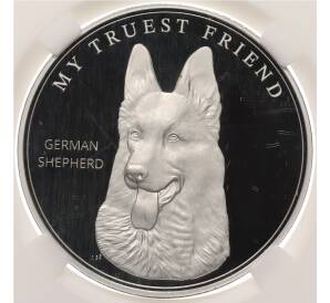 1000 франков 2025 года Камерун «Мой самый верный друг — немецкая овчарка» в слабе ННР (PF70) — Фото №1