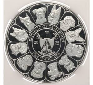 1000 франков 2025 года Камерун «Мой самый верный друг — немецкая овчарка» в слабе ННР (PF70) — Фото №2