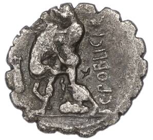 Денарий 80 года до н.э. Римская республика — Гай Поблиций (Геркулес душит льва) — Фото №1