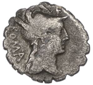 Денарий 80 года до н.э. Римская республика — Гай Поблиций (Геркулес душит льва) — Фото №2