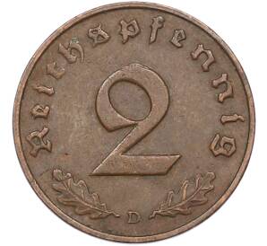 2 рейхспфеннига 1937 года D Германия — Фото №2