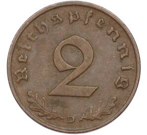 2 рейхспфеннига 1937 года D Германия — Фото №2