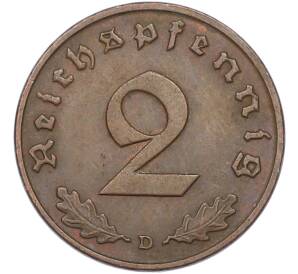 2 рейхспфеннига 1937 года D Германия — Фото №2
