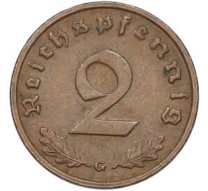 2 рейхспфеннига 1939 года G Германия — Фото №2
