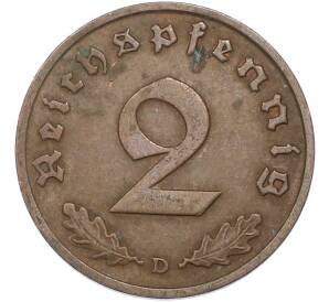2 рейхспфеннига 1938 года D Германия — Фото №2