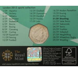 50 пенсов 2011 года Великобритания «XXX летние Олимпийские Игры в Лондоне — Стрельба» (в блистере) — Фото №2