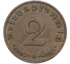 2 рейхспфеннига 1937 года D Германия — Фото №2