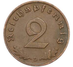 2 рейхспфеннига 1939 года D Германия — Фото №2