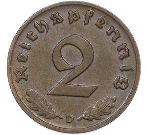 2 рейхспфеннига 1939 года D Германия — Фото №2